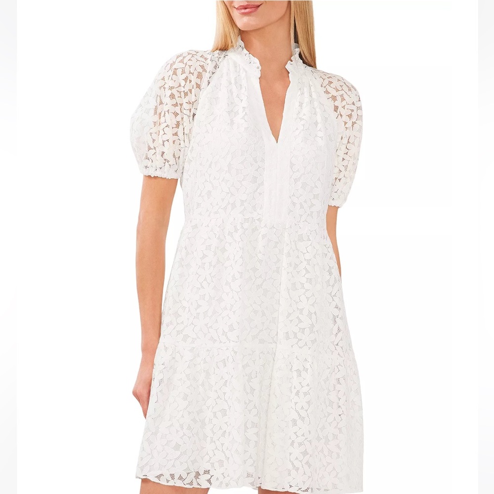 NWT CeCe White Lace Short Sleeve Dress
